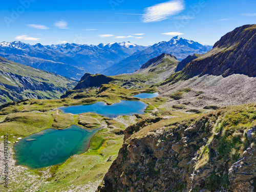 Принти на полотні Lakes of Forclaz or the Five Lakes, near Bourg Saint Maurice, Savoy, french alps