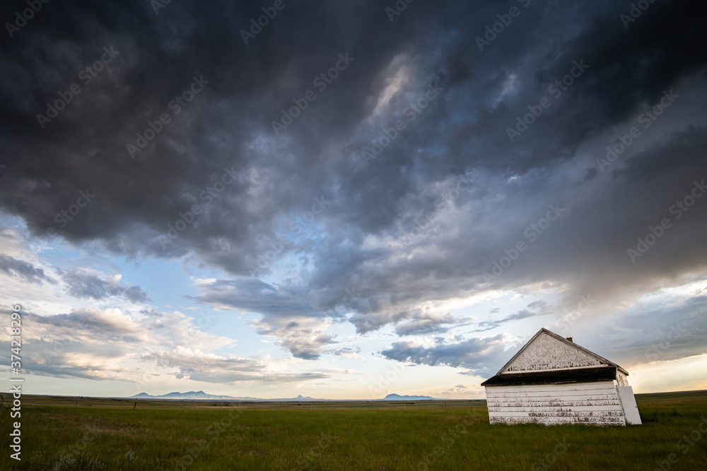 Stormy prairie landscape