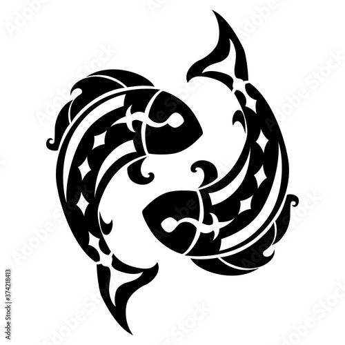 Pisces zodiac sign isolated on white background. 