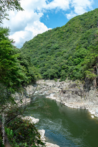 Summer view of Muko-river in Hyogo prefecture, Japan