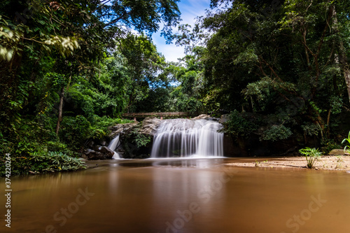 Beautiful waterfall in the forest wallpaper background