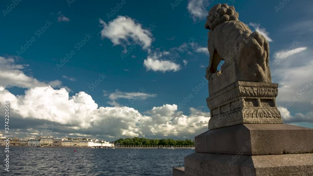 Stone lions on the banks of the Neva River. Saint Petersburg city architecture
Stone lions on the banks of the Neva River. Saint Petersburg city architecture