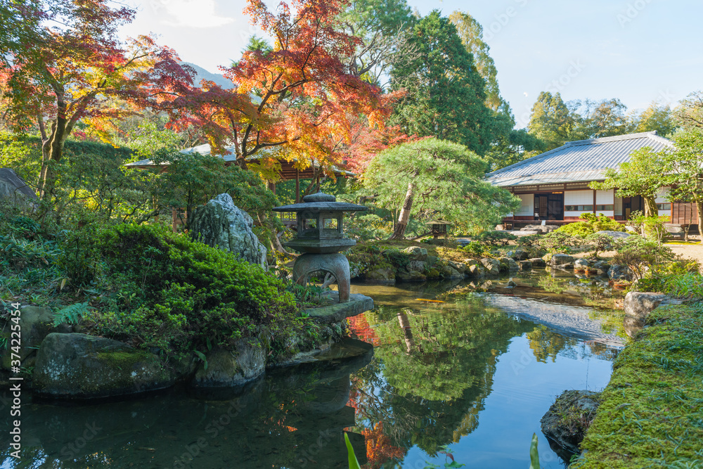 The Japanese garden has a calm atmosphere. The Japanese garden has a calm atmosphere.