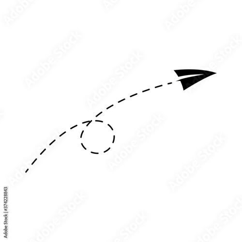 vector illustration paper plane in black isolated