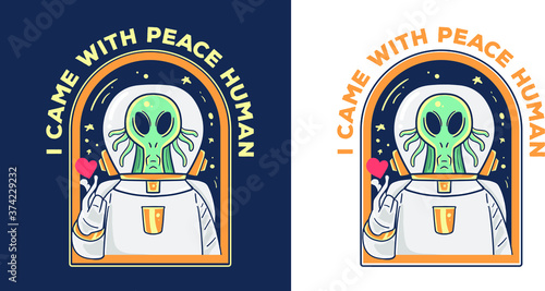 alien come with peace illustration