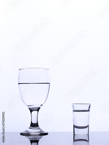 mineral water in a glass isolated white background