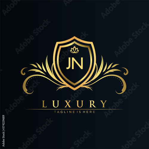 JN Letter Initial with Royal Template.elegant with crown logo vector, Creative Lettering Logo Vector Illustration.