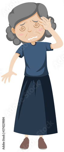 Old woman having dizzy
