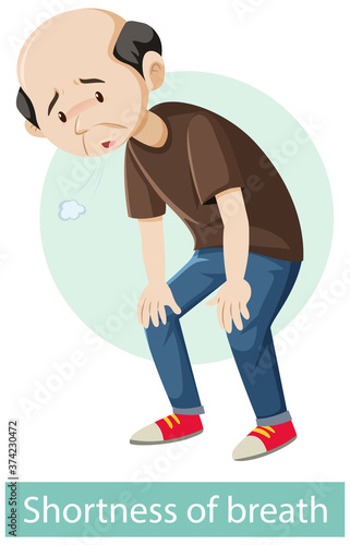 Cartoon character with shortness of breath symptoms