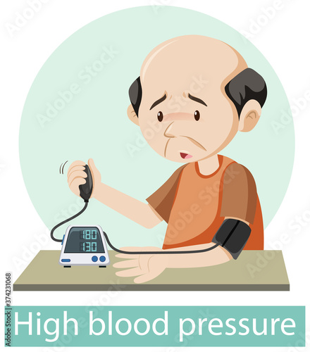 Cartoon character with high blood pressure symptoms
