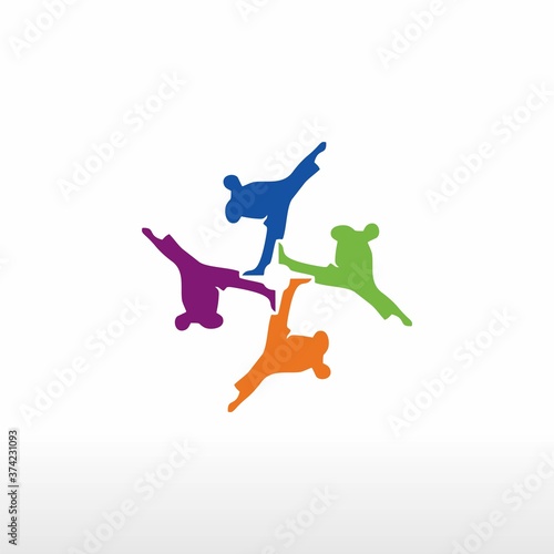 karate community logo, group of people logo
