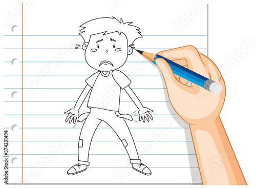 Wallpaper Mural Hand writing of young man sad disappointed outline Torontodigital.ca