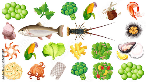 Set of fresh food ingredients