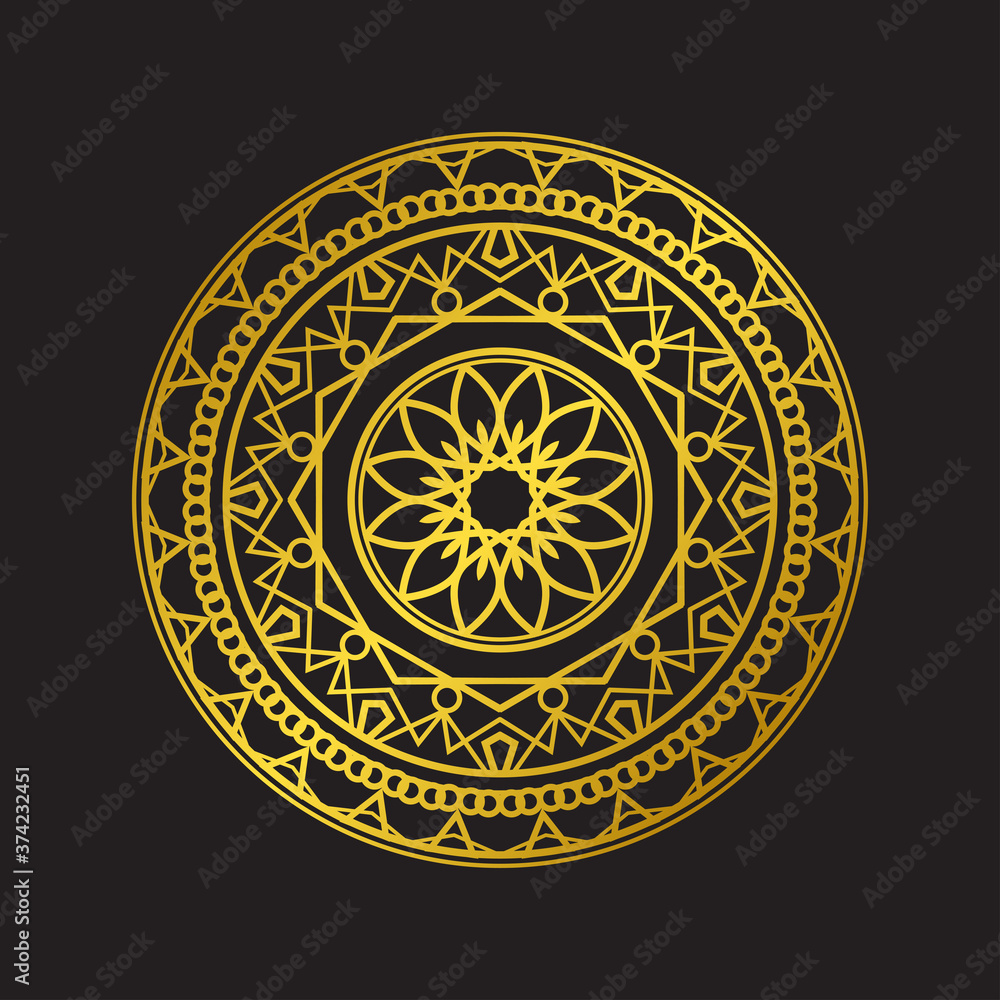 luxury golden color mandala ornament design vector