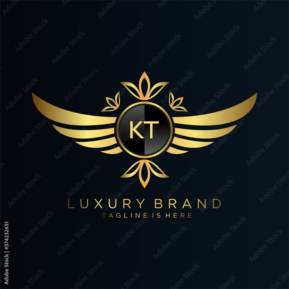 KT Letter Initial with Royal Template.elegant with crown logo vector ...