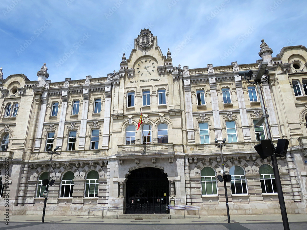 Obraz premium The Santander City Hall and Council Casa (Consistorial de Santander) in Santander, SPAIN