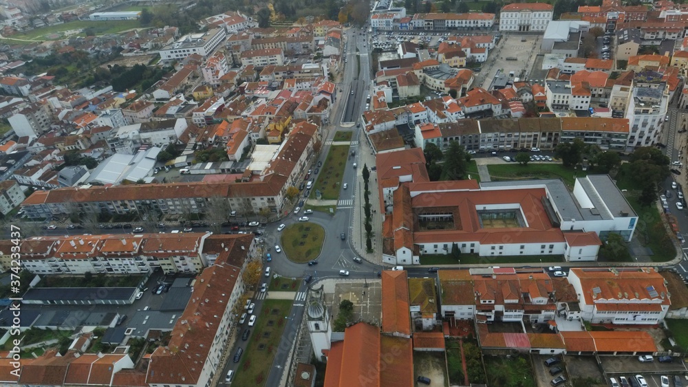 Fototapeta premium Aveiro, beautiful village. The Venice of Portugal. Aerial Drone Photo