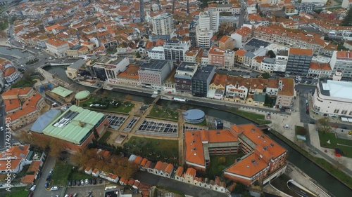 Aveiro, beautiful village. The Venice of Portugal. Aerial Drone Photo