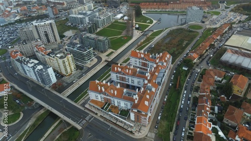 Aveiro, beautiful village. The Venice of  Portugal. Aerial Drone Photo