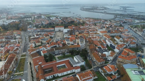 Aveiro  beautiful village. The Venice of  Portugal. Aerial Drone Photo