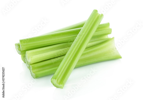 Fresh celery isolated on white background.