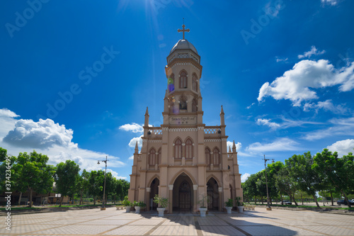 Bangkok / Thailand / July 12, 2020 : Holy Family Church Wat Phra Wi Sutthi Wong, A Catholic church with a calm atmosphere.