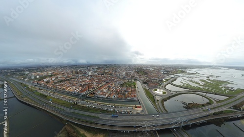 Aveiro, beautiful village. The Venice of  Portugal. Aerial Drone Photo