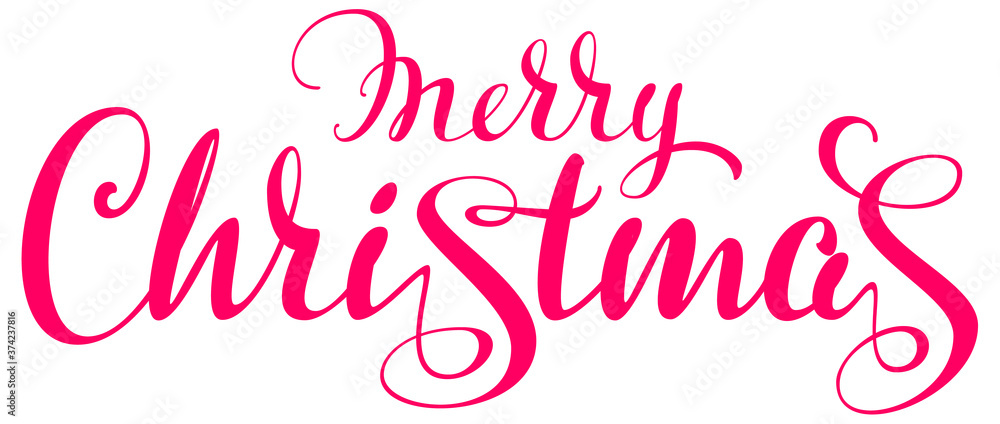 Merry Christmas ornate lettering text for greeting card