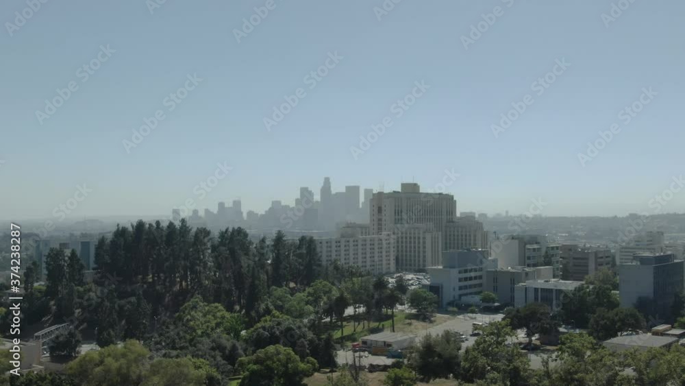 Los Angeles Downtown from Boston Heights Telephoto Aerial Shot R Los Angeles Downtown from Boston Heights Telephoto Aerial Shot R