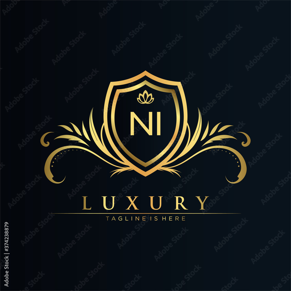 NI Letter Initial with Royal Template.elegant with crown logo vector ...