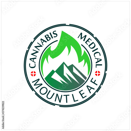 Modern Mountain and Green  Leaf with Letter Mount Leaf, Cannabis, Medical for Herbal Medical Logo Design Inspiration