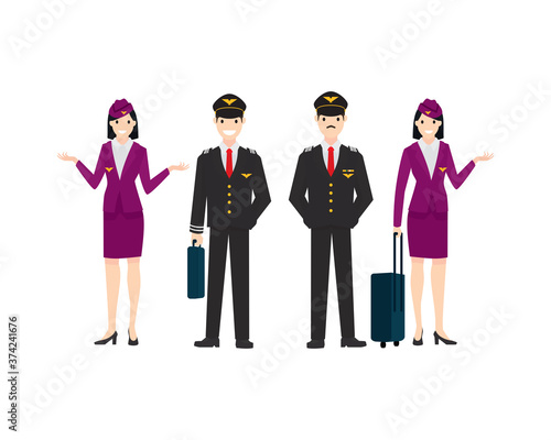 Pilots and Stewardesses Illustration