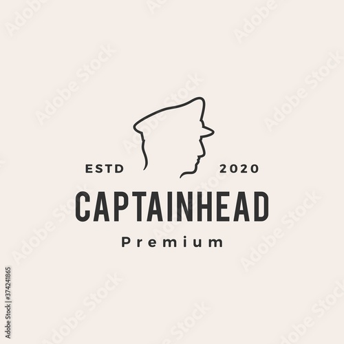 captain hipster vintage logo vector icon illustration