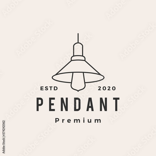 industrial pendant hanging light interior hipster vintage logo vector icon illustration
