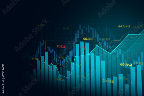 Stock market crash economic graph with diagrams, business and financial concepts and reports, abstract blue technology communication concept and forex trading