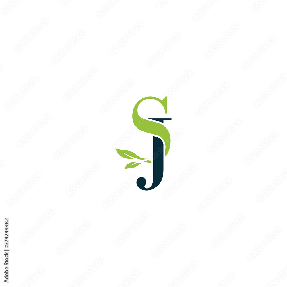 SJ nature letter logo design vector template SJ nature letter logo design vector template
