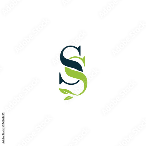 SS nature letter logo design vector template