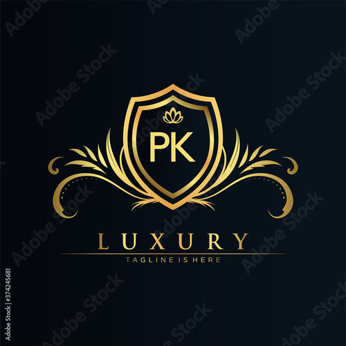 PK Letter Initial with Royal Template.elegant with crown logo vector, Creative Lettering Logo Vector Illustration.