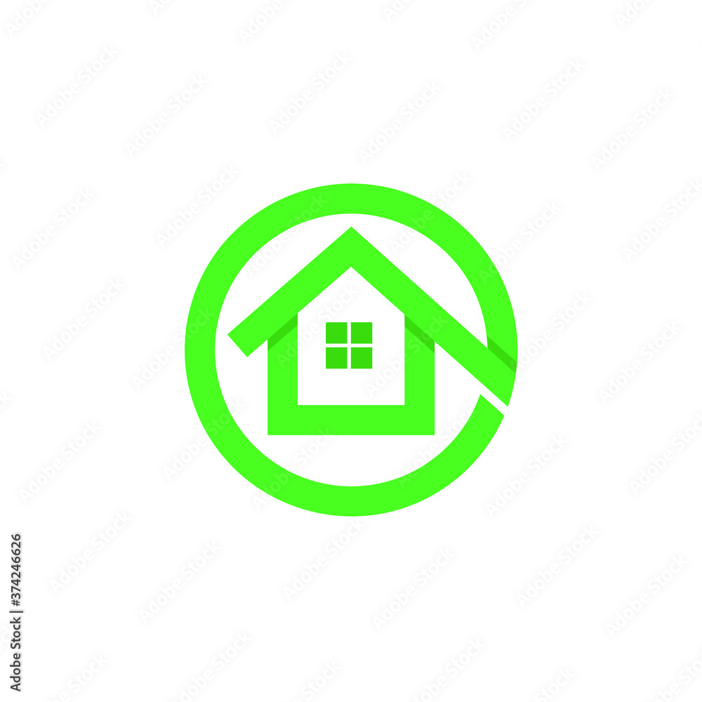 Abstract vector real estate logo template. Green home icon. Stock illustration. Abstract vector real estate logo template. Green home icon. Stock illustration.