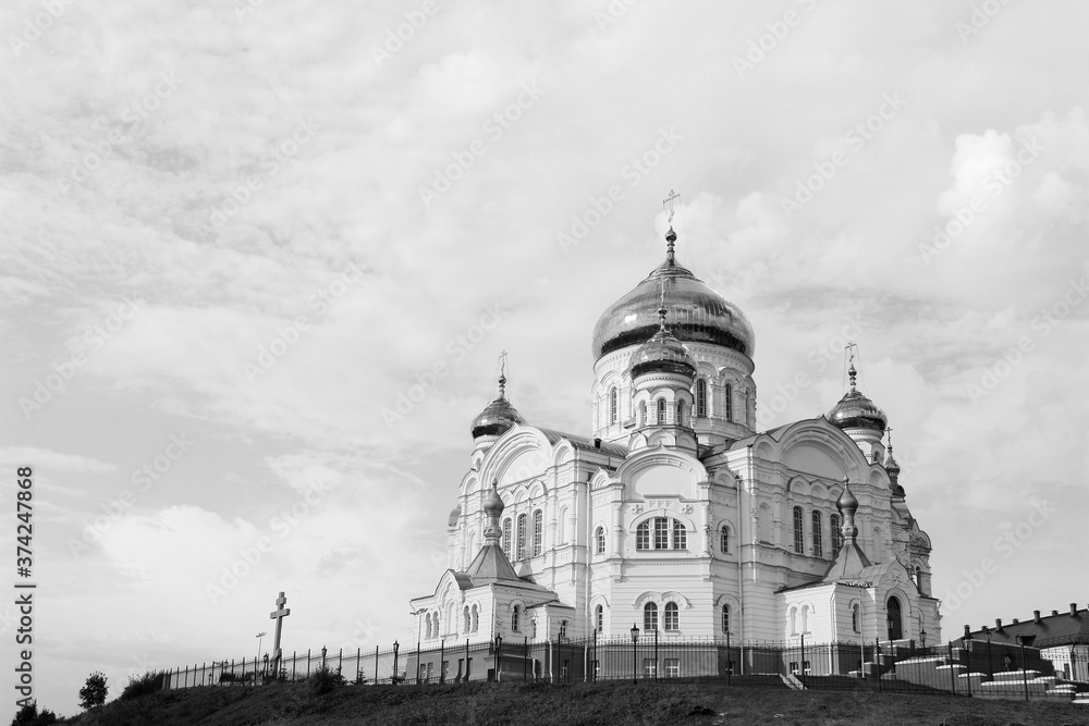 Old stone Christian Orthodox church in Belogorsk