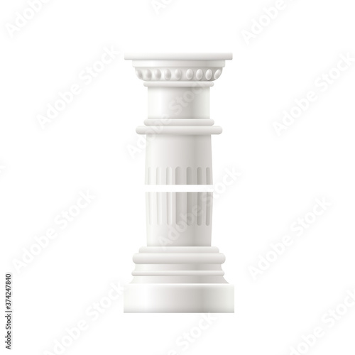 Antique columns capital and base part realistic vector illustration isolated.