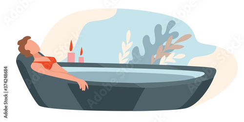 Spa center or care at holidays, hot bathtub