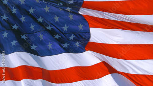 American Flag Waving, Close Up