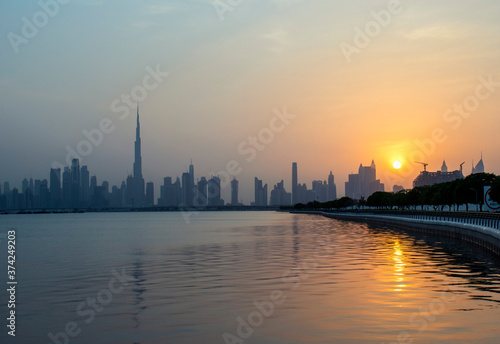 Sunset over a skyline of a beautiful city of Dubai. UAE. © Four_Lakes