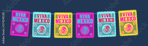Viva Mexico Mexican holiday vector, street decoration, master collection.