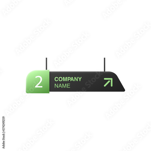 Hanging signage or pointing sign template realistic vector illustration isolated.