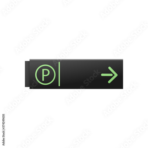 Way to car parking signage mockup realistic vector illustration isolated.