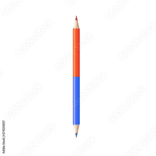 Double sided colored pencil - realistic school education supplies element.