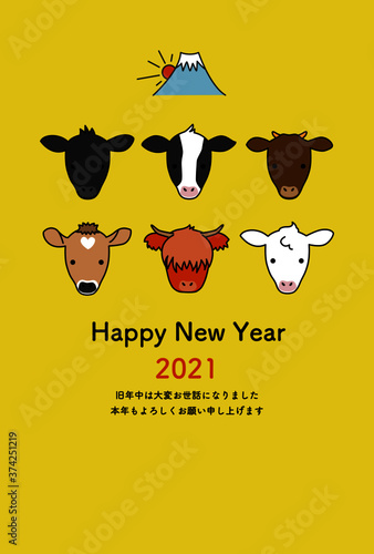 年賀状　2021年　丑