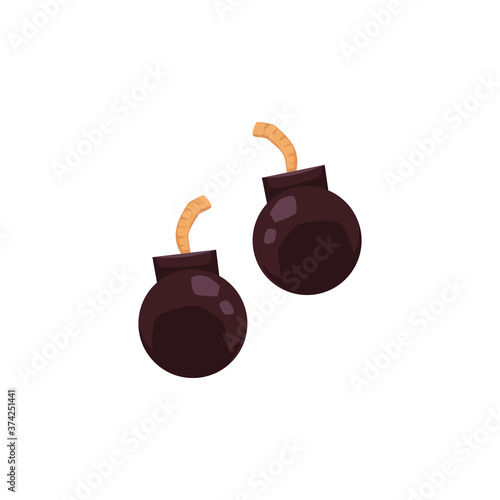 Gunpowder pouches or explosive dynamite bombs flat vector illustration isolated.